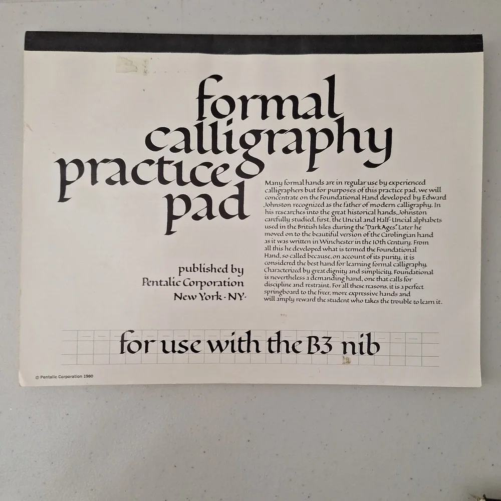 Vintage 1978 Italic Calligraphy Handwriting Practice Pad, B3 Nib & Medium Italic